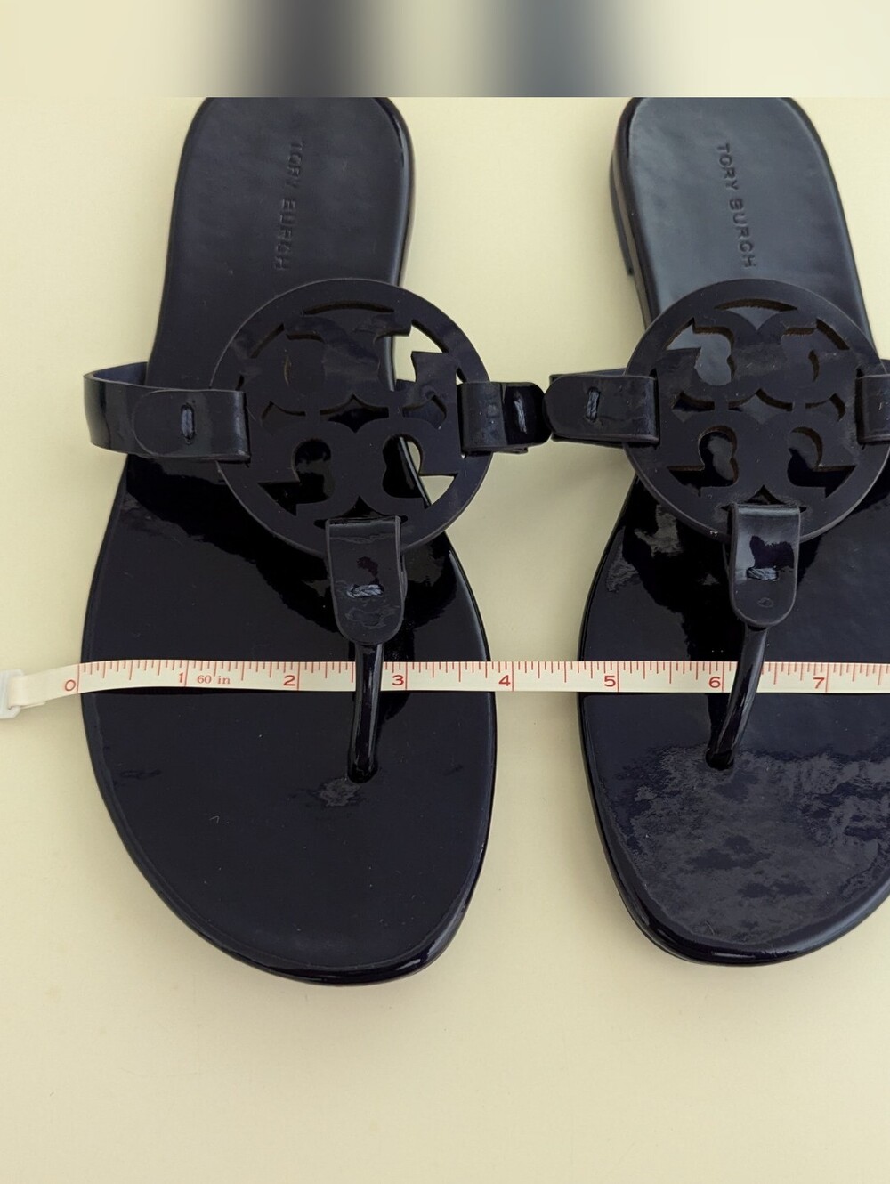 NWOT! Tory Burch Miller Sandal In Dark Blue Patent Leather Size 7.5 - Picture 10 of 15